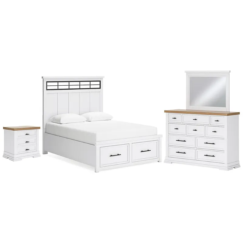 Ashbryn Queen Storage Bed, Dresser, Mirror and Nightstand - Benchcraft®