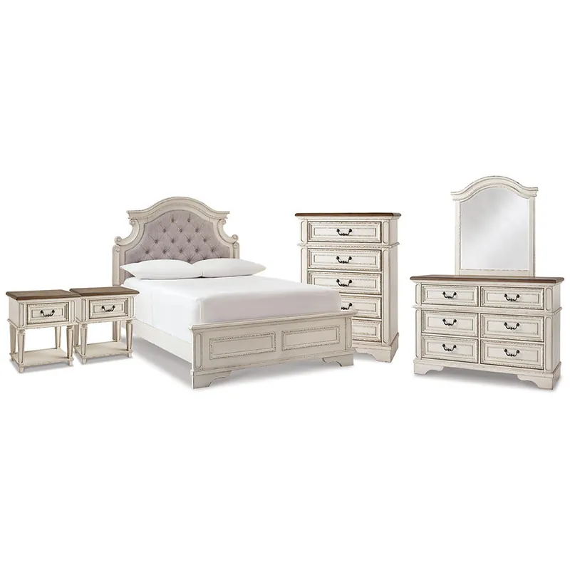 Realyn Full Upholstered Panel Bed, Dresser, Mirror, Chest and 2 Nightstands - Signature Design by Ashley®
