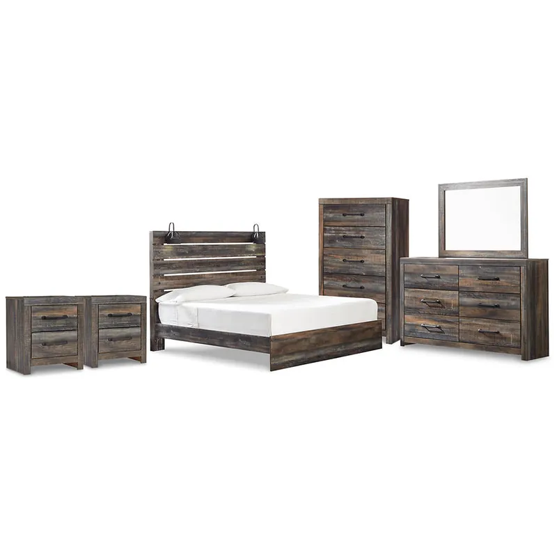 Drystan King Panel Bed, Dresser, Mirror and 2 Nightstands - Signature Design by Ashley®