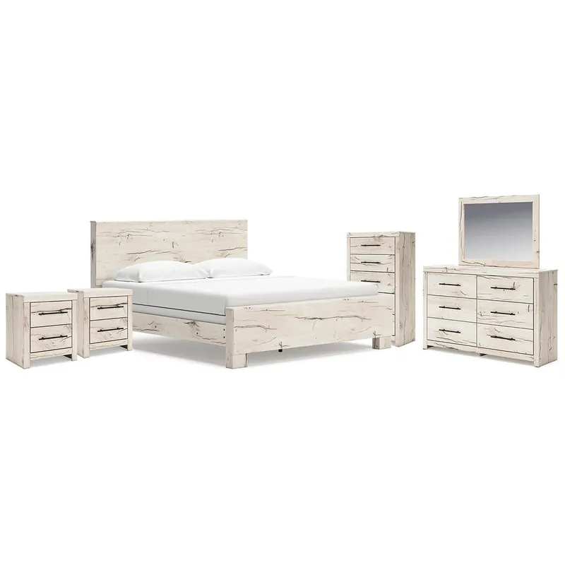 Lawroy King Panel Bed, Dresser, Mirror, Chest and Nightstand - Benchcraft®