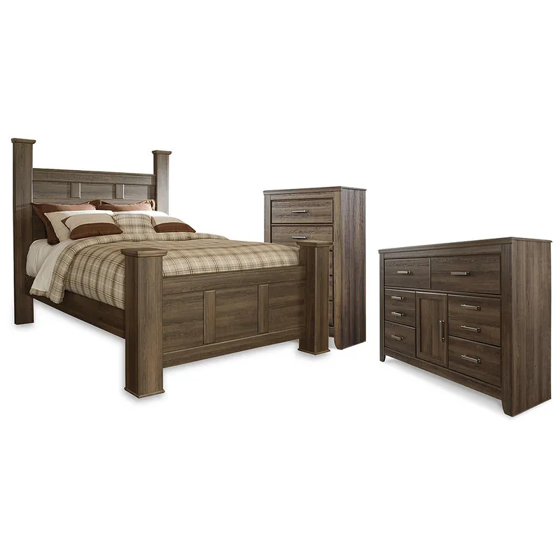 Juararo Queen Poster Bed, Dresser and Chest - Signature Design by Ashley®