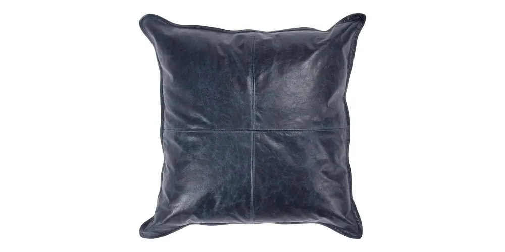 Dumont Leather Naval Night Blue Square Pillow Cover + Insert - Bassett