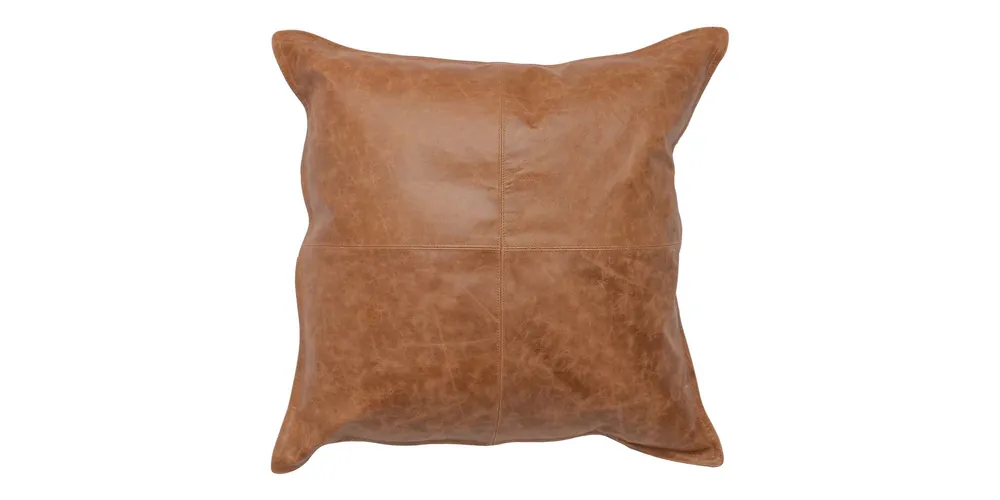Dumont Leather Chestnut Square Pillow Cover - Bassett