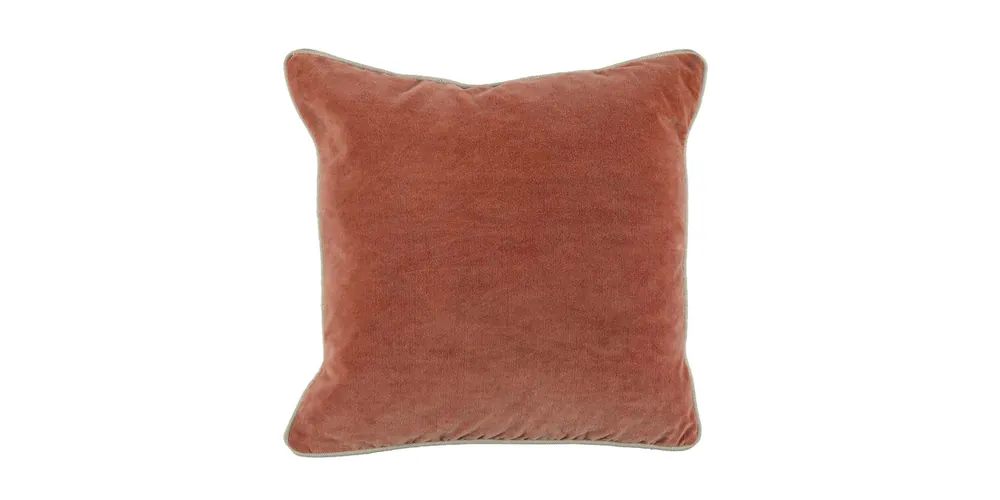 Heirloom Velvet Terra Cotta 18" x 18" Square Pillow Cover + Insert - Bassett