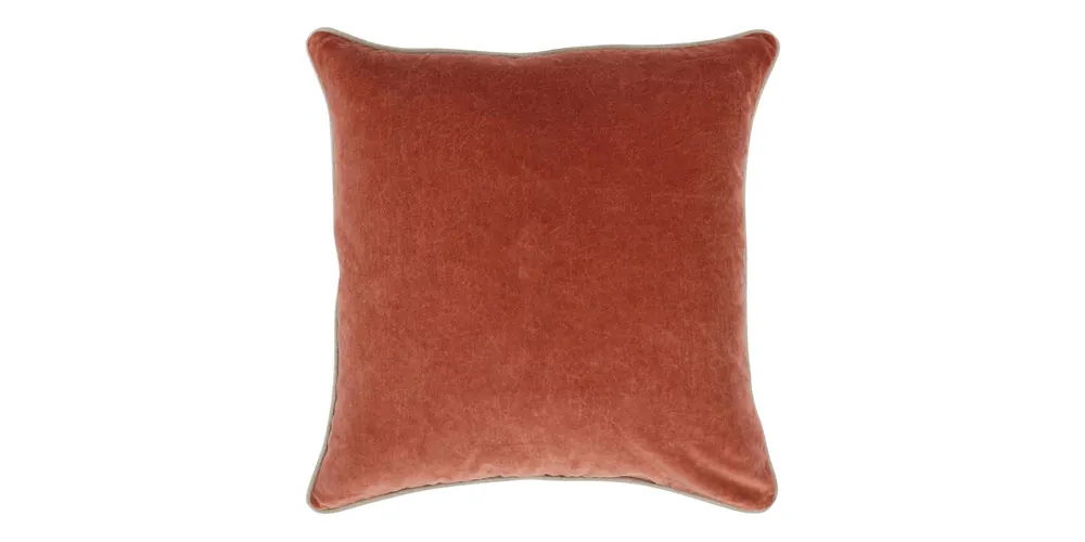 Heirloom Velvet Terra Cotta 22" x 22" Square Pillow Cover + Insert - Bassett