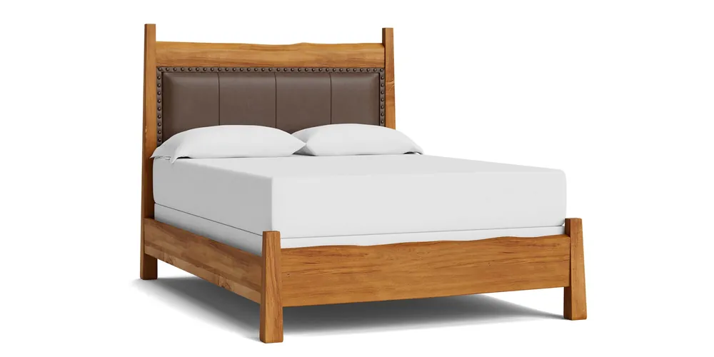 Heritage Live Edge Leather Upholstered Bed - Bassett