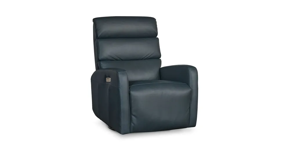 Hudson Leather Track Arm Swivel Glider Power Recliner - Bassett