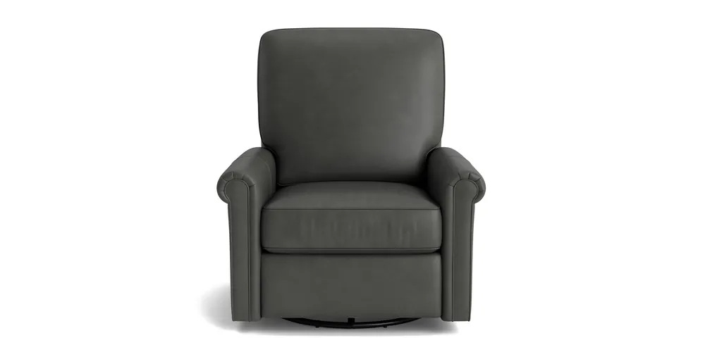 Thompson Leather Panel Arm Swivel Glider Chair - Bassett