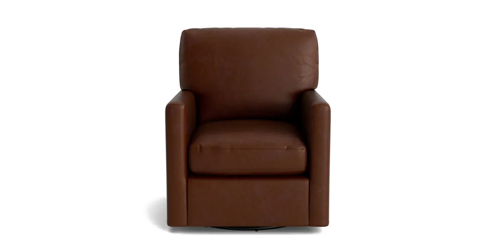Trent Leather Thin Track Arm Swivel Glider Chair - Bassett