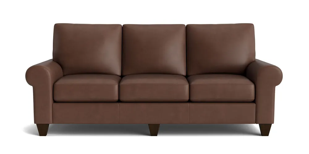 True Custom® Leather Large Roll Arm Sofa - Bassett