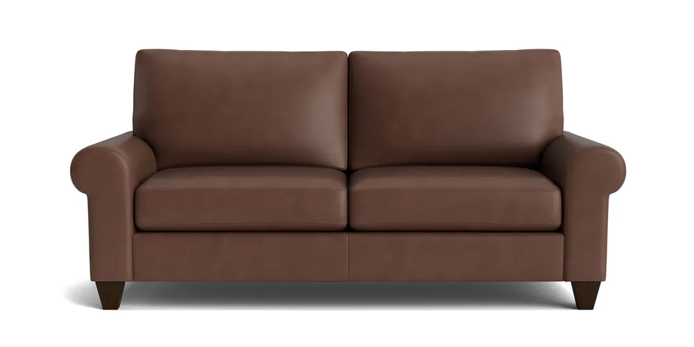 True Custom® Leather Large Roll Arm Studio Sofa - Bassett