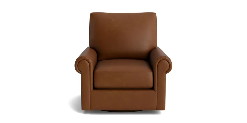 True Custom® Leather Panel Arm Swivel Chair - Bassett