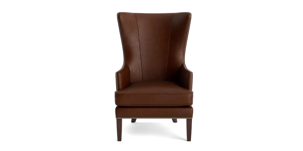 Whitney Leather Wingback Accent Chair - Bassett
