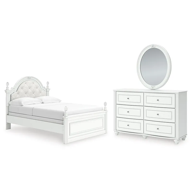 Kozlani Full Upholstered Panel Bed, Dresser and Mirror - Ashley®
