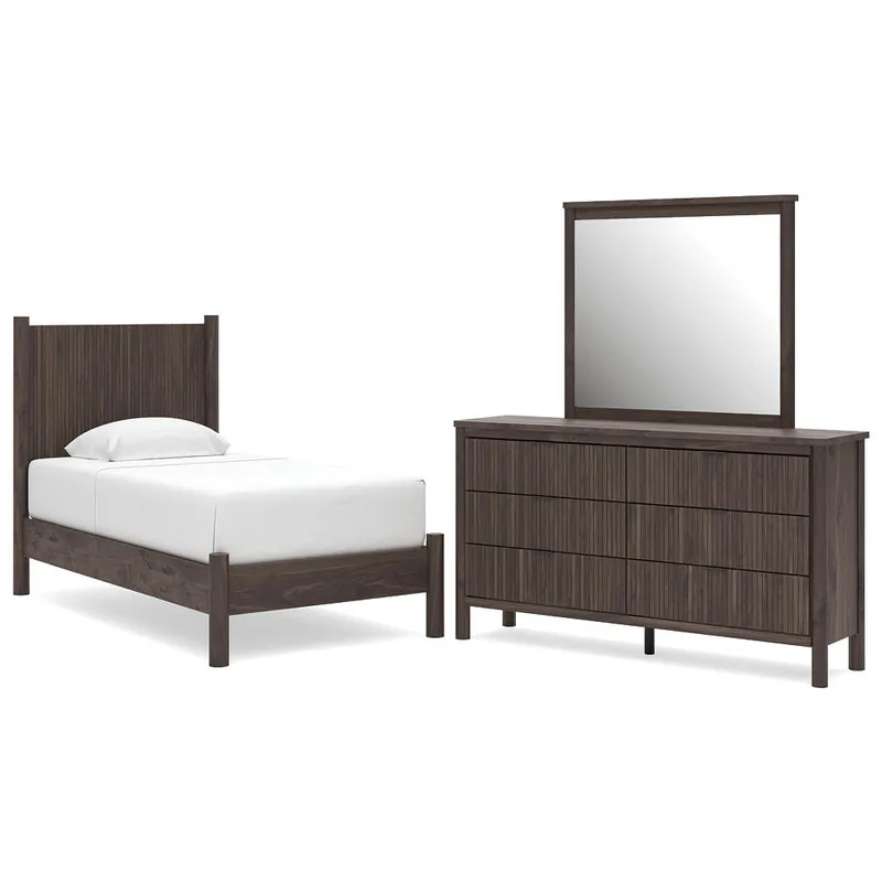 Pamytta Twin Panel Platform Bed, Dresser and Mirror - Ashley®