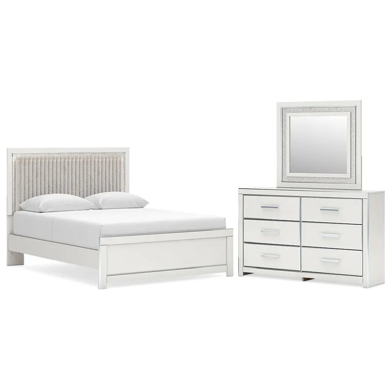 Zuraleus Queen Upholstered Panel Platform Bed, Dresser and Mirror - Ashley®