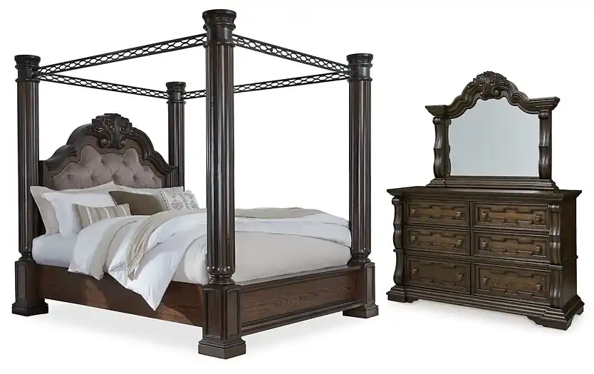 Maylee Queen Canopy Bed, Dresser and Mirror - Ashley®