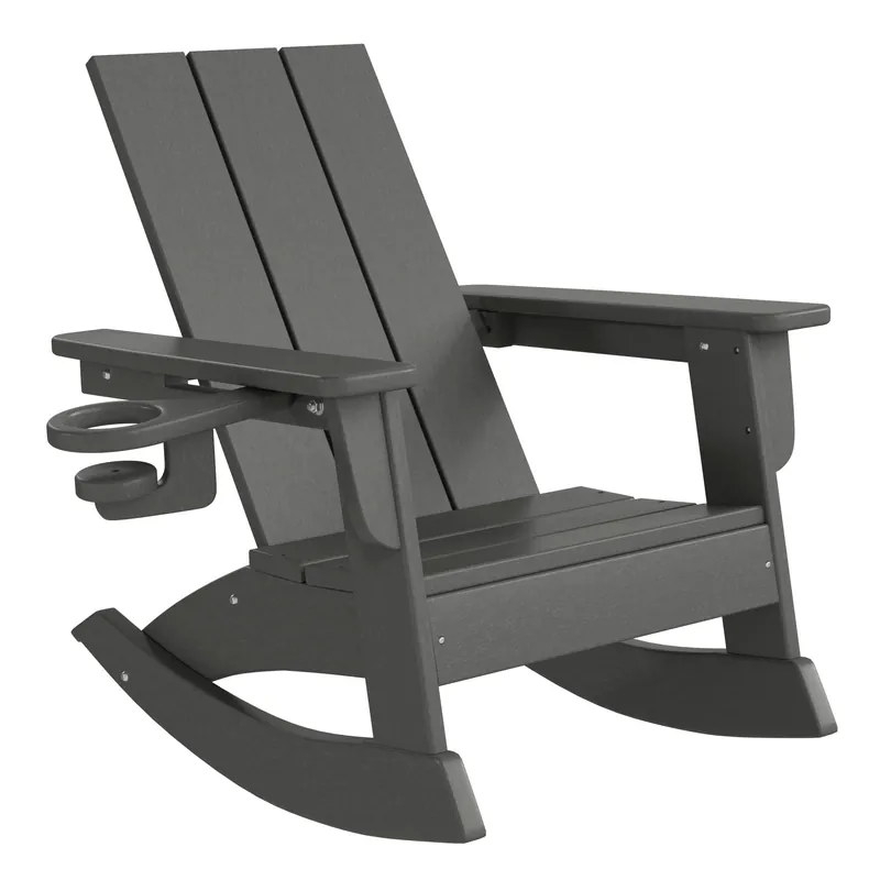 Tiny Terraces Kids Modern Adirondack Rocking Chair with Cup Holder (Set of 2) - Seahawk Designs