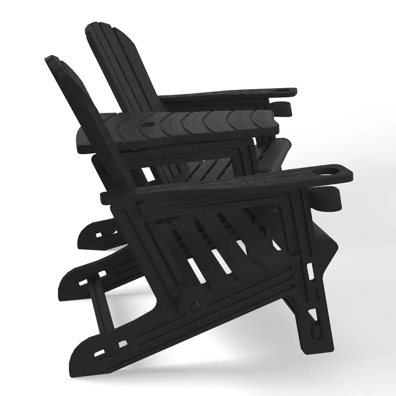 Set of Snap'n Lock Adirondack Chairs with Connecting Wedge Table (No Tools or Hardware) - Seahawk Designs