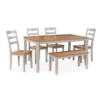 Harperfeld Dining Table and 4 Chairs and Bench (Set of 6) - Signature Design by Ashley®