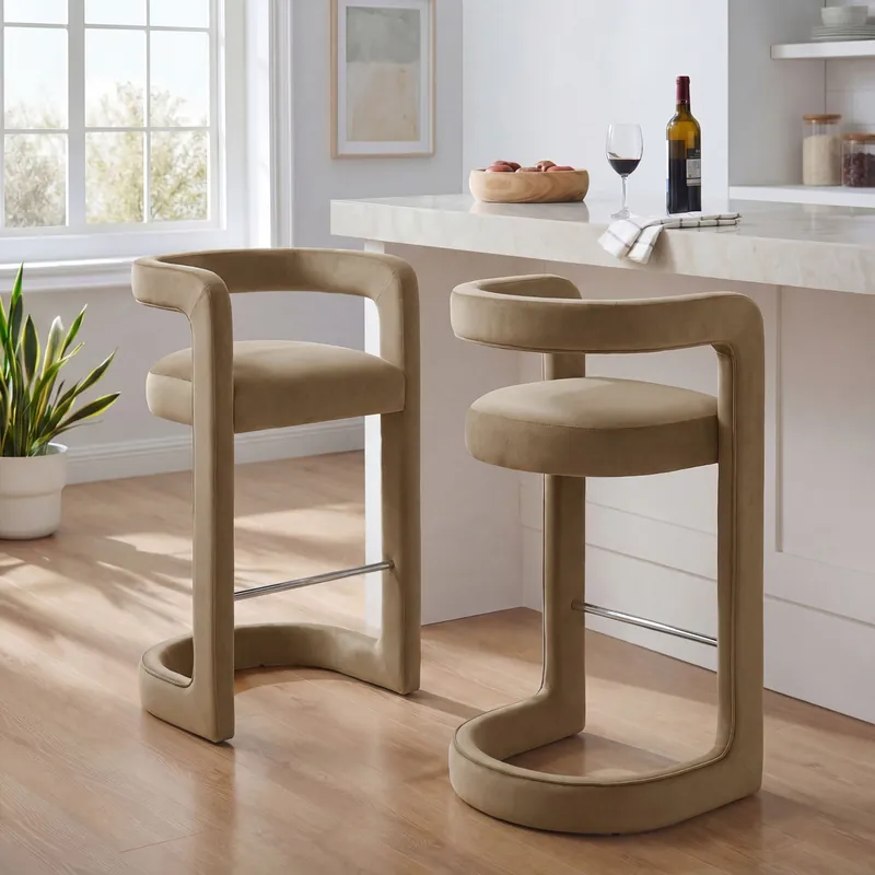 Winslow Performance Velvet Bar Stool Set of 2 by Modway