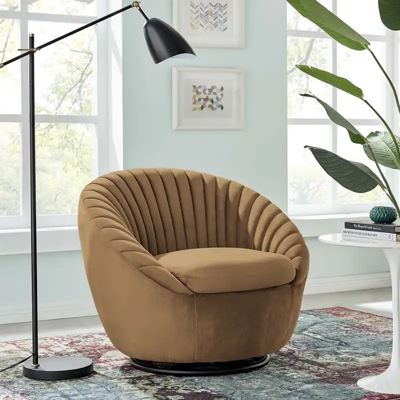 Whirr Tufted Performance Velvet Performance Velvet Swivel Chair by Modway