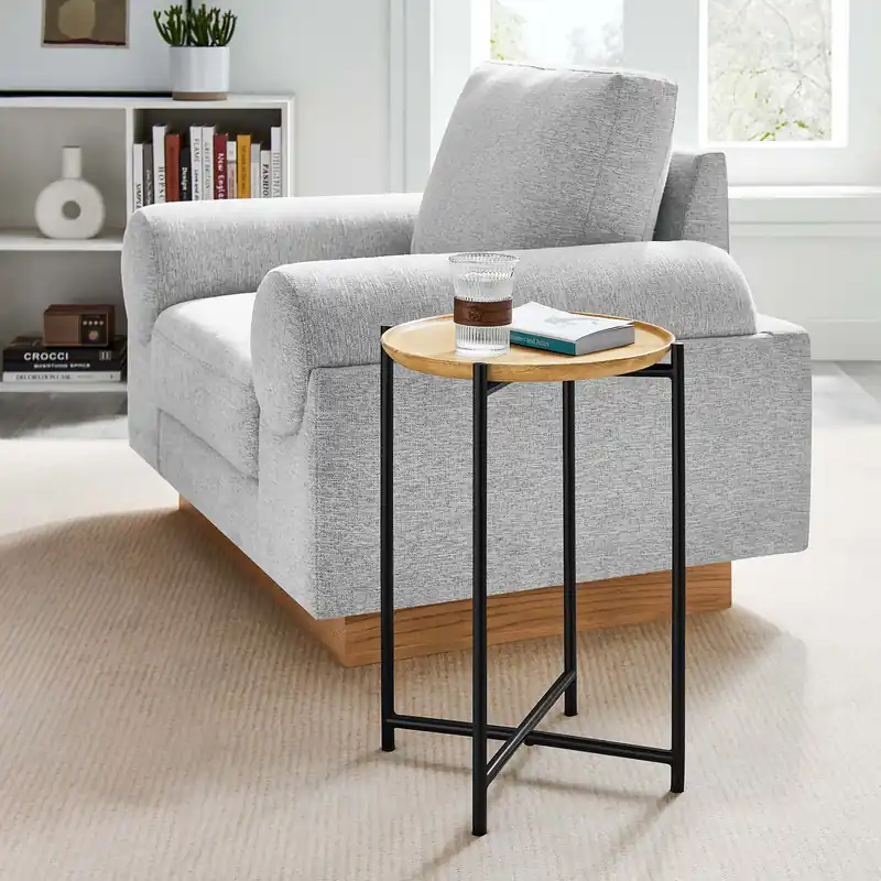 Xilo Round Wood and Metal Side Table - Modway