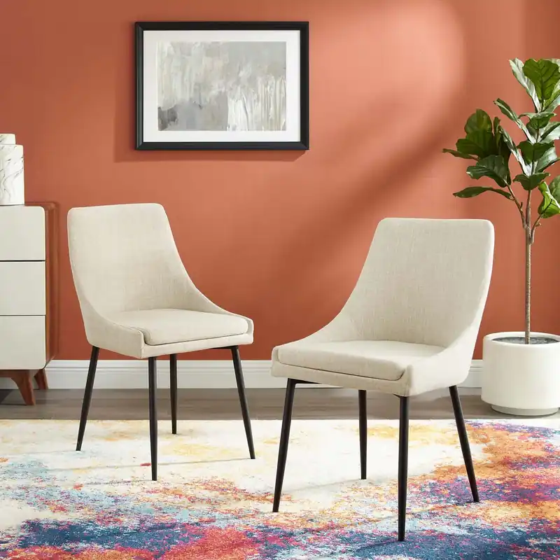 Viscount Upholstered Fabric Dining Chairs Set of 2 by Modway