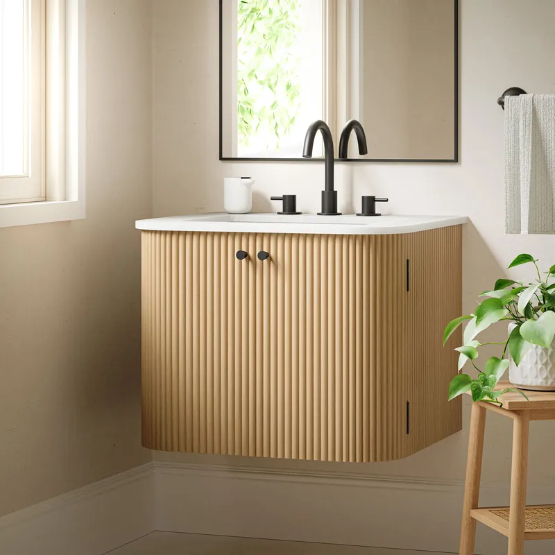 Zia Wall-Mount Bathroom Vanity with Marble Sink by Modway