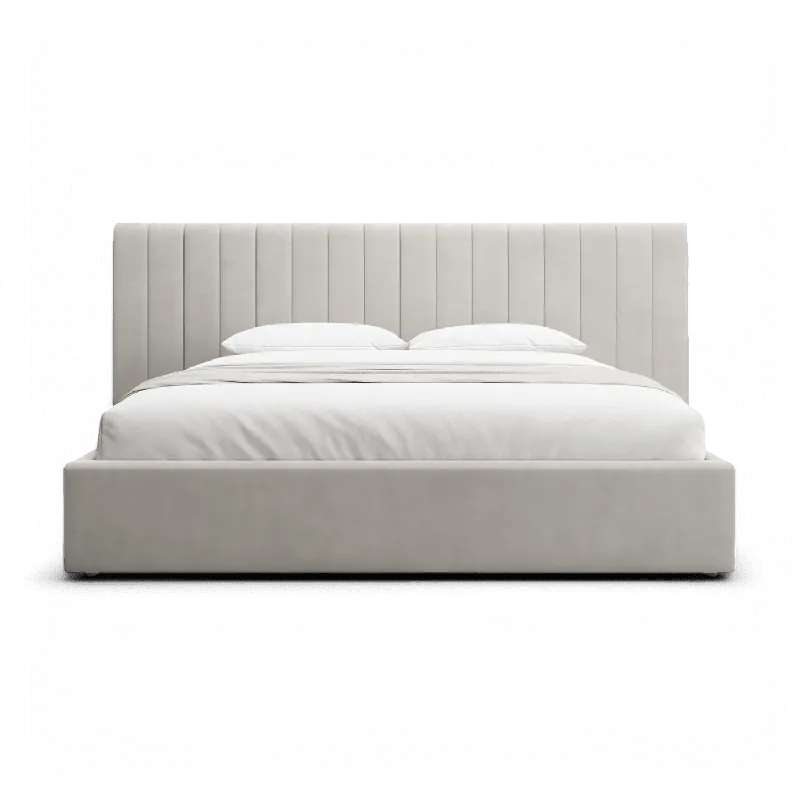 Rune King Bed Beige Velvet - Modani Furniture