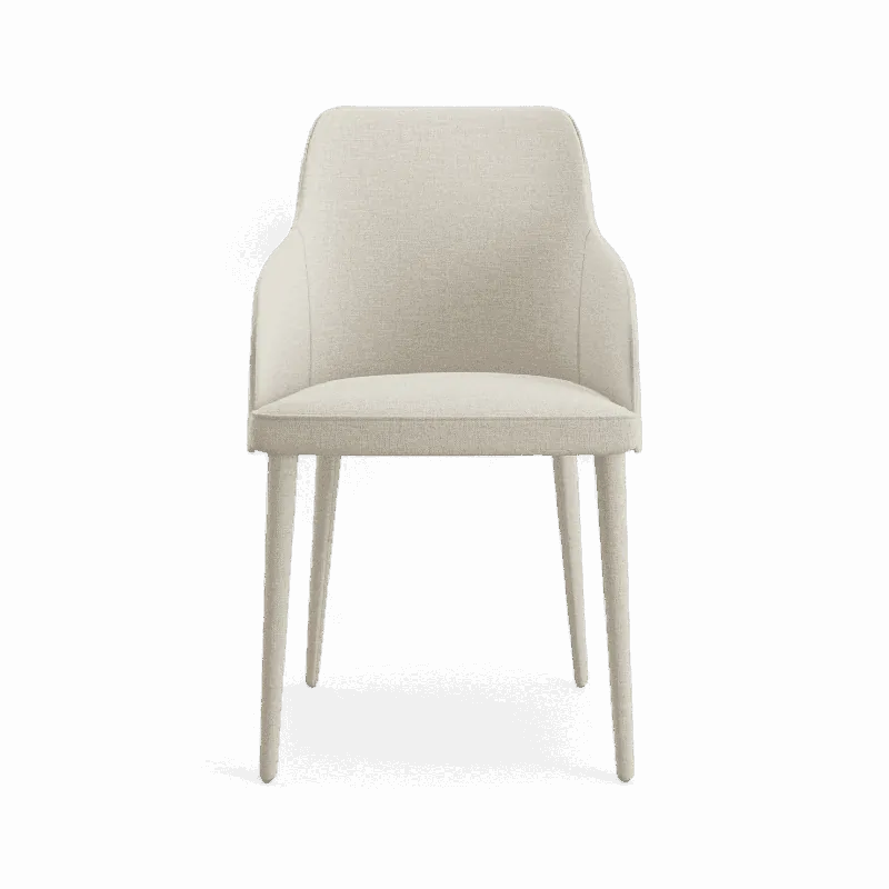 Zeta Dining Chair White Linen - Modani Furniture