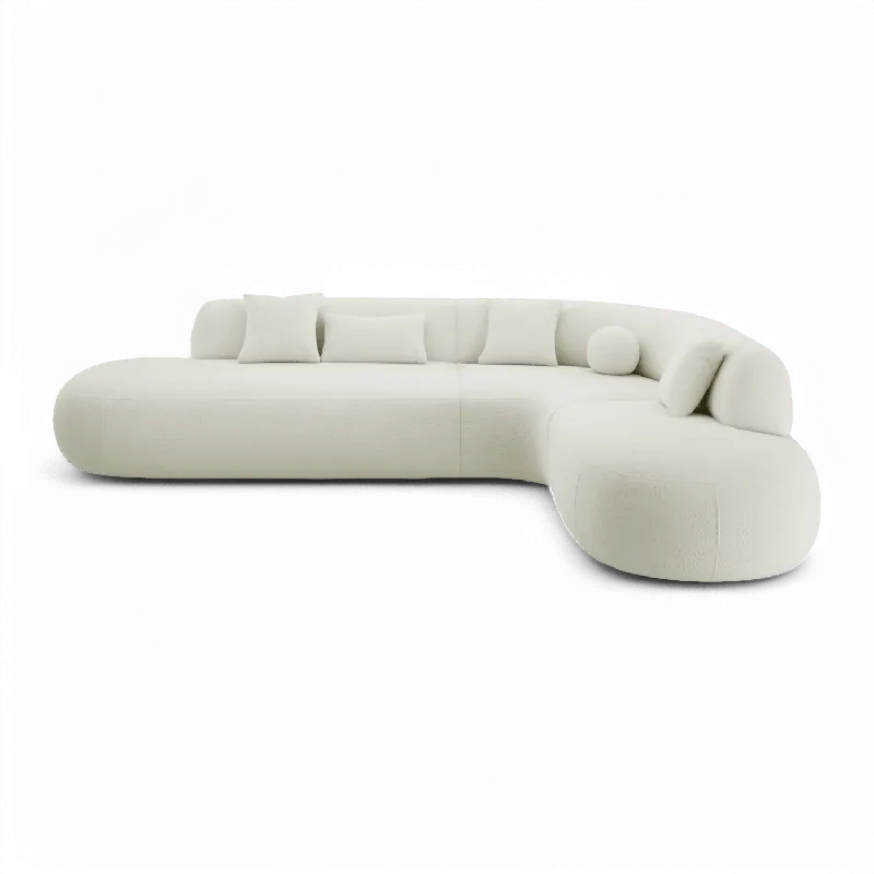 Boba Sectional Sofa White Boucle - Modani Furniture