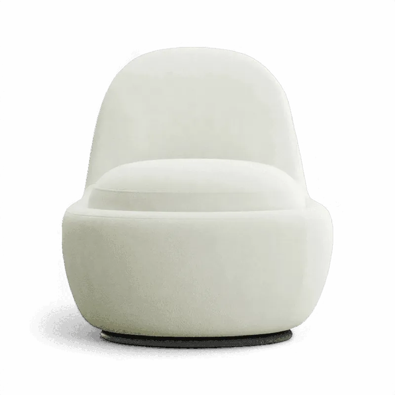Boba Swivel Lounge Chair White Boucle - Modani Furniture