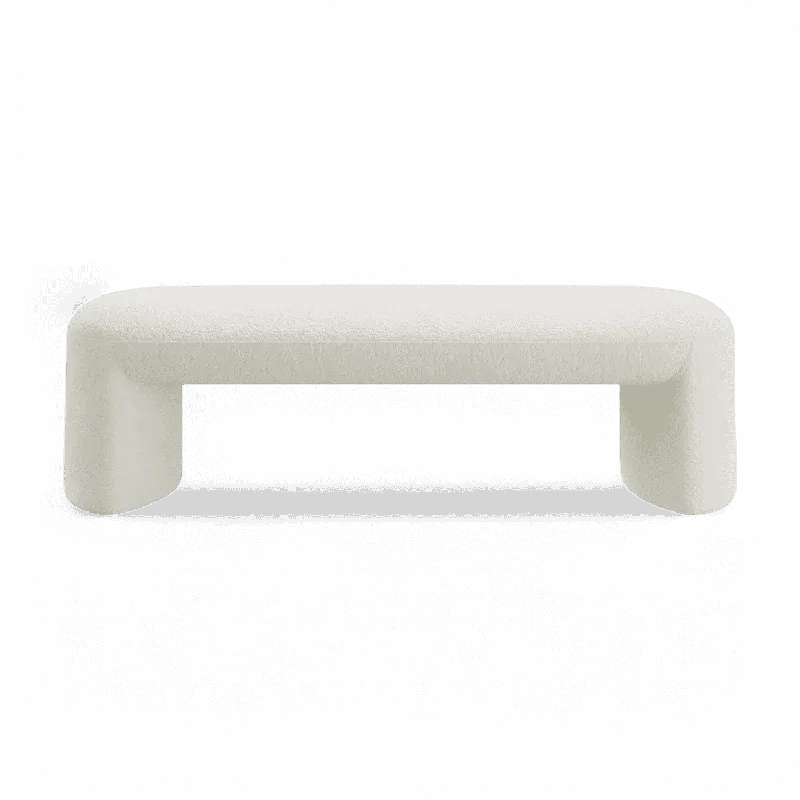 Boba Bench White Boucle - Modani Furniture