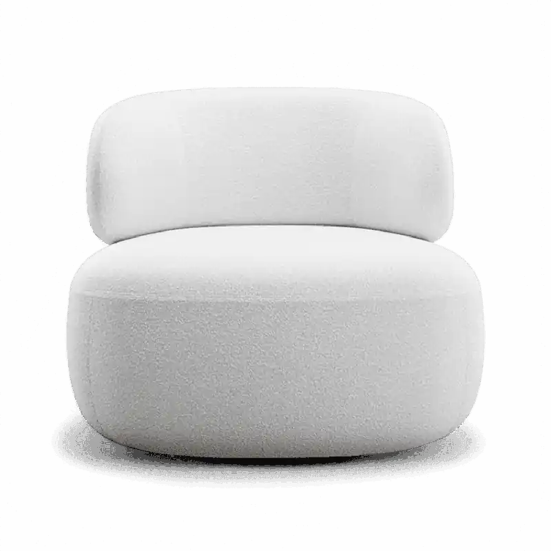 Lilo Swivel Lounge Chair White Boucle - Modani Furniture