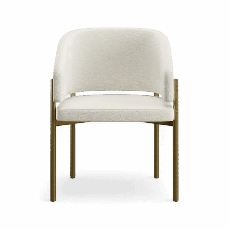 Oxford Dining Chair Off White & Brass Frame - Modani Furniture