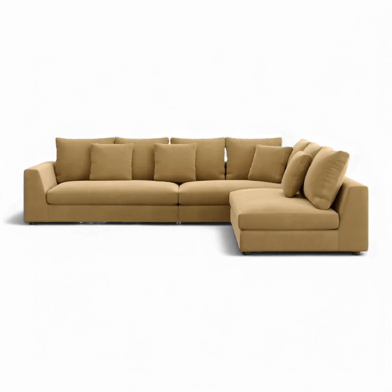 Gianni Sectional Sofa Camel Velvet - Modani Furniture