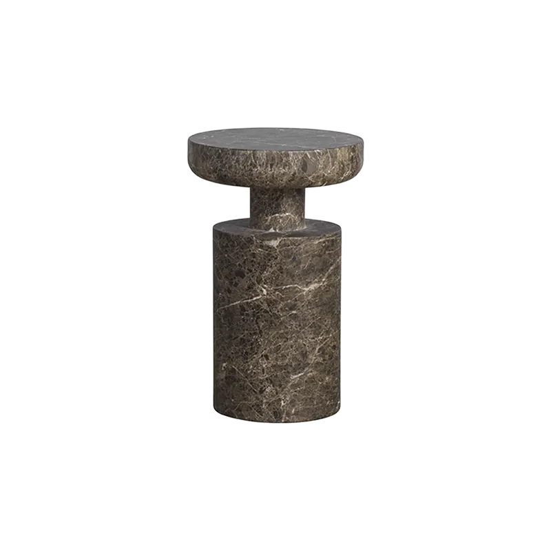 Monaco Round Side Table Brown Marble - Modani Furniture
