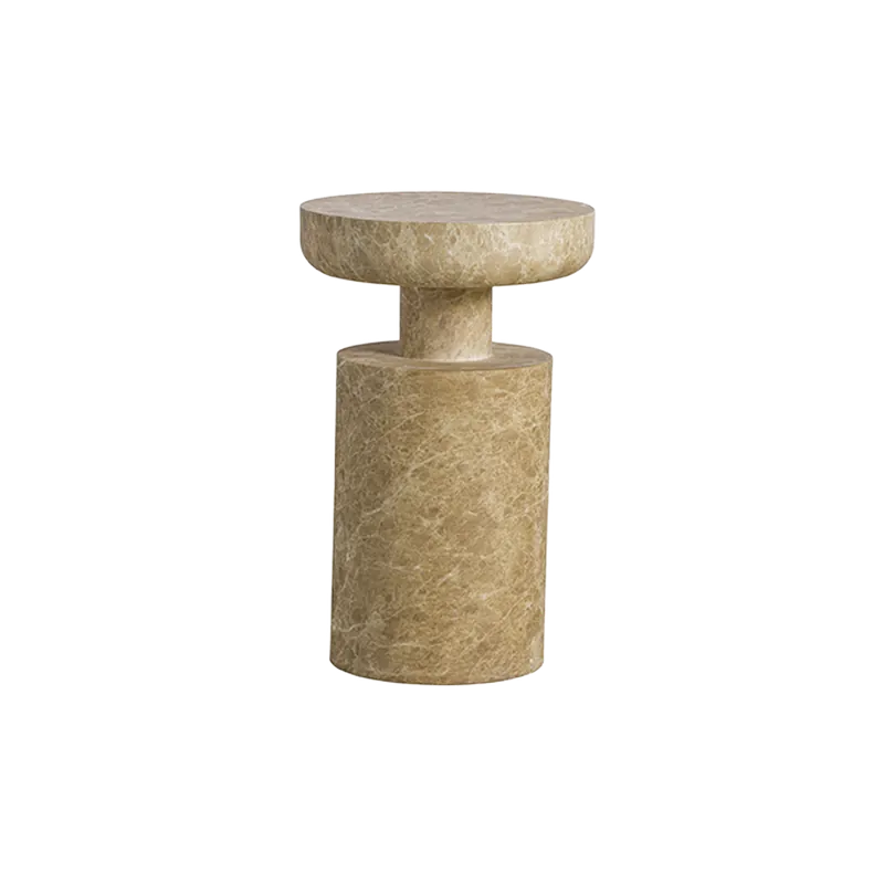 Monaco Round Side Table Gold Marble - Modani Furniture