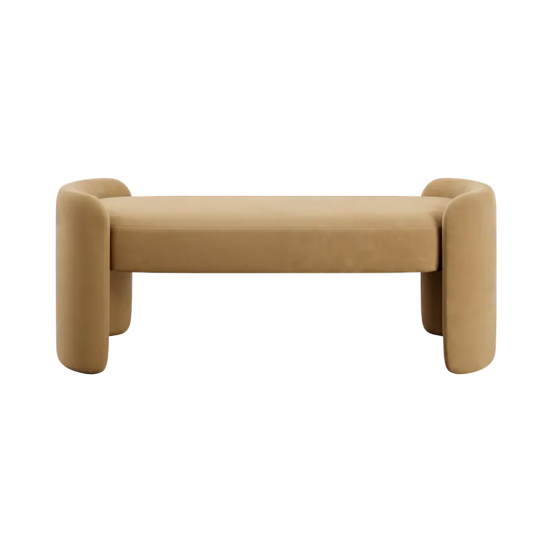 Elora Bench Camel Velvet - Modani Furniture