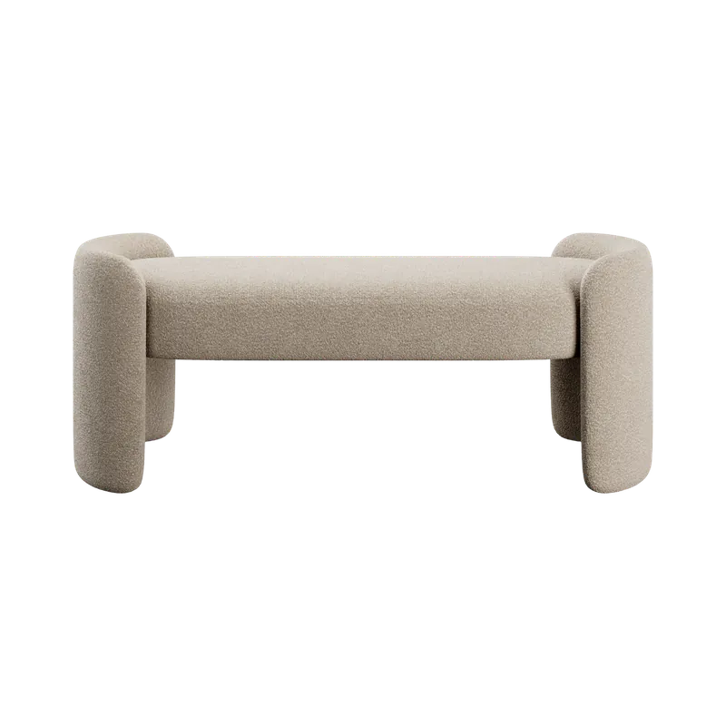 Elora Bench Greige Boucle - Modani Furniture
