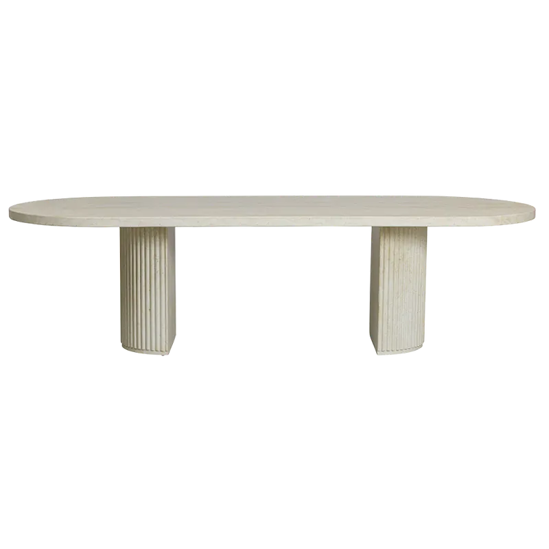 Bloom Dining Table Travertine - Modani Furniture