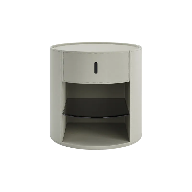 Sable Nightstand Off White Leather - Modani Furniture