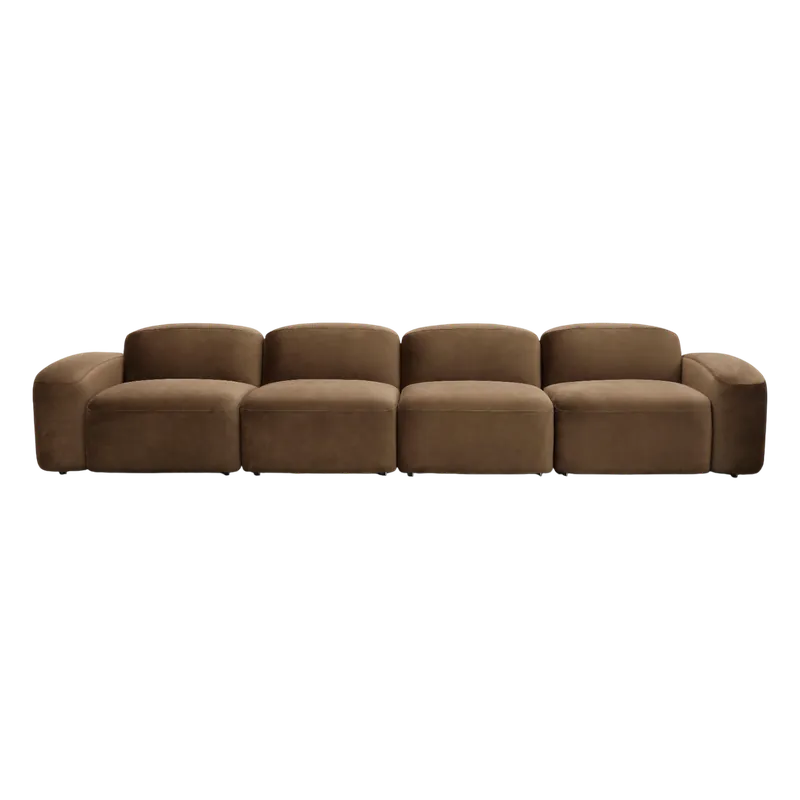 Brunello 4-Piece Sofa Brown Velvet