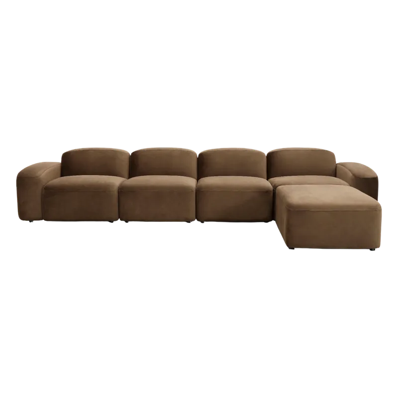 Brunello Large Sectional Sofa Brown Velvet - Modani Furniture