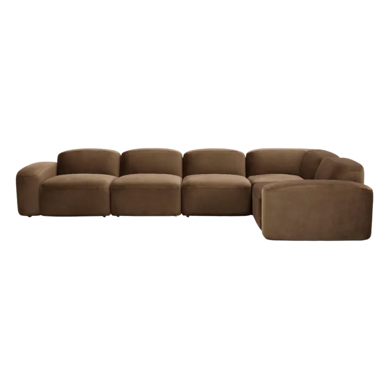 Brunello Large Modular Sofa Brown Velvet - Modani Furniture