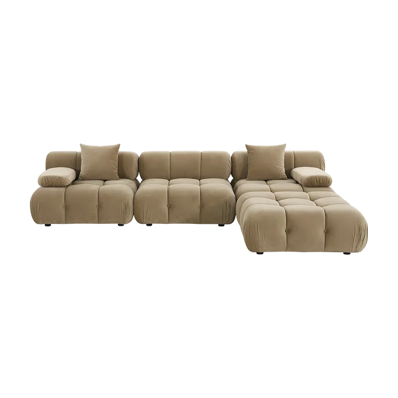 Forma Sectional Sofa Camel Velvet - Modani Furniture