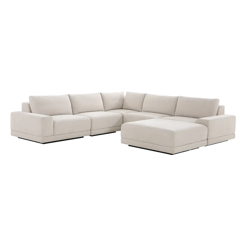 Torino Corner Sectional & Ottoman Beige - Modani Furniture