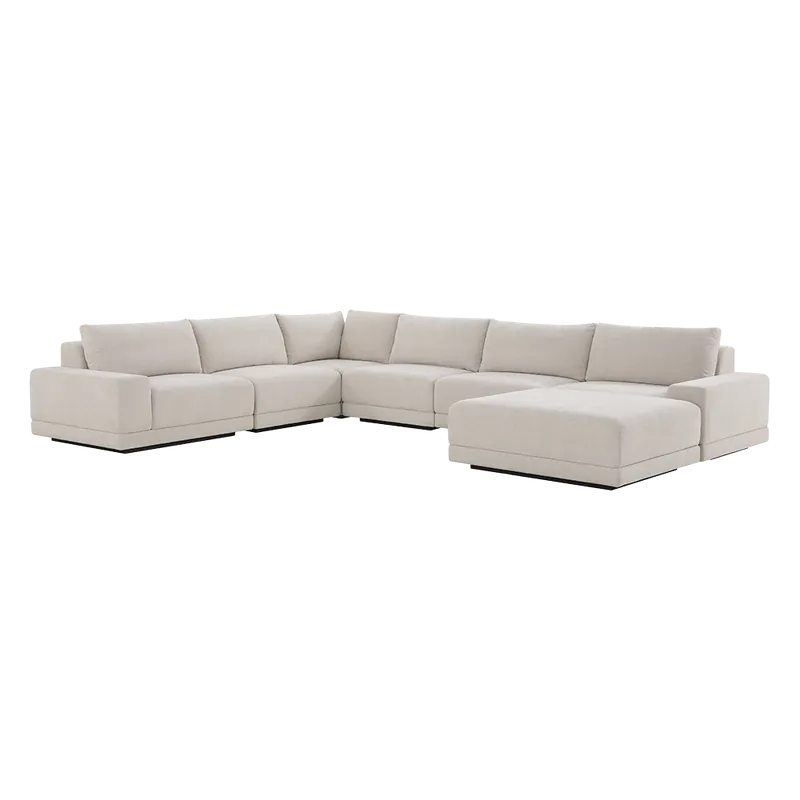 Torino Large Corner Sectional & Ottoman Beige - Modani Furniture