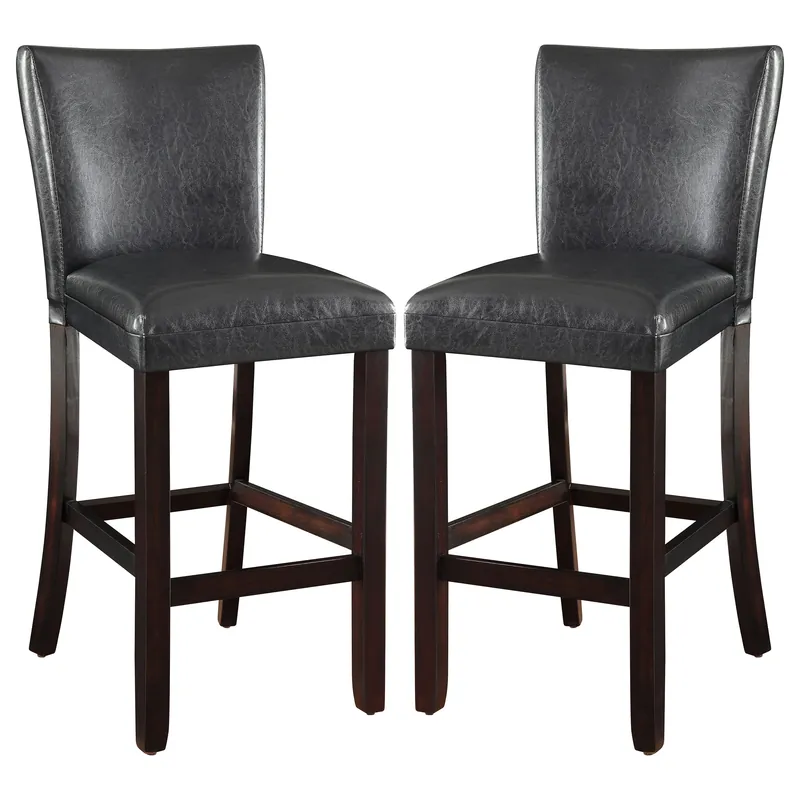 Alberton Leatherette Upholstered Bar Chair Black (Set of 2) - Coaster